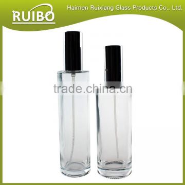 Hot sale cylinder 100ml perfume glass bottles with pump sprayer and aluminum cap