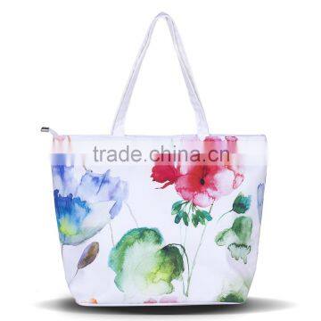 100% Cotton Summer Style Chinese Ink Painting Women Handbag Floral Beach Bag Quality Choice