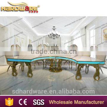 Golden Half Circle Banquet Dining Table,led Stainless Steel Base Half Circle Table photo-2