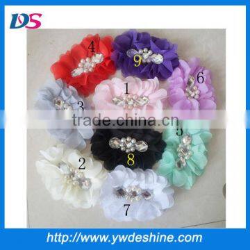 2013 New design wholesale DIY handmade Cloth flower fabric flower chiffon pearl diamond flowers by hand H-255