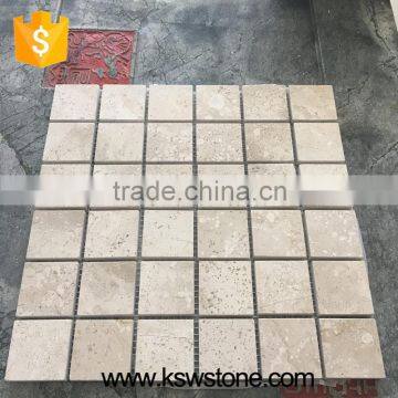 ivory Grey limestone square mosaic beige color chip size 47*47mm