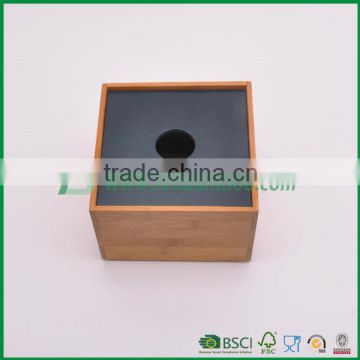 Bamboo square storage box with black lid