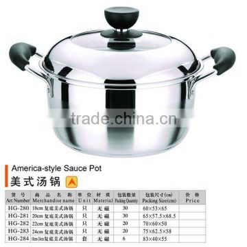 durable American-style stainless steel double-bottom sauce pot