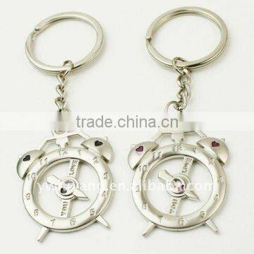 fashion zinc alloy alarm clock couple key chain