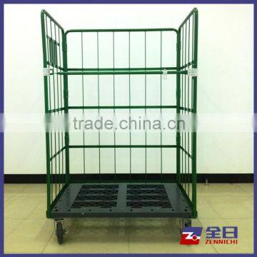 Foldable Roll Mesh Container with plastic pallet