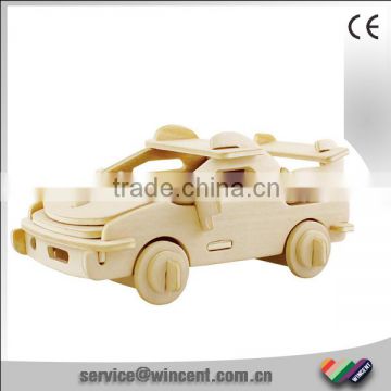 EN71 Approved Drawing Wooden Sports Car 3D Puzzle For Boys