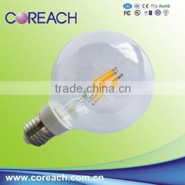 New Design high quality glass material clear G95 E27 6W filament led bulbs light/Led filament Light 6W with CE RoHS Coreach