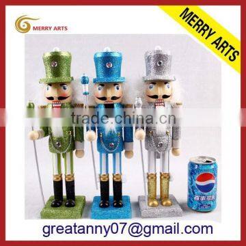 Alibaba website china supplier cheap new wooden glitter painted toy soldier nutcracker toy in 15 inches 38cm