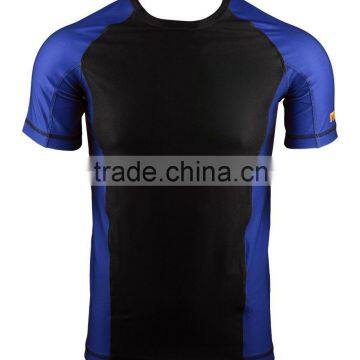 Plain Black And Blue BJJ And MMA Rashguard In Spandex Lycra , Supplier , Cosh International , Design # 26