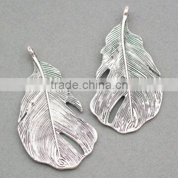 Custom zinc alloy pendant Antique Silver Feather Charms