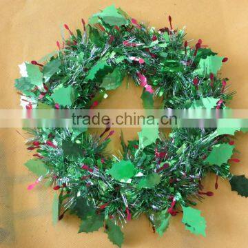 30cm plastic garland leaves Christmas wreath hanging decoration