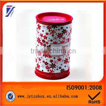 luxury with flower printing round perfume tin box