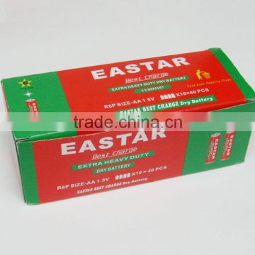 r6 aa battery 1.5v carbon zinc super heavy duty battery