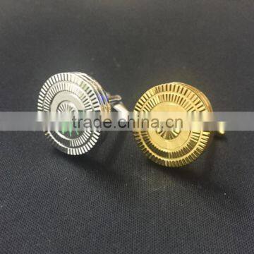 bling silver and gold round gear suit luxury cuff links