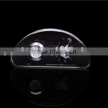 Antique table clock with angel,3D engrave photo for decoration crystal clock