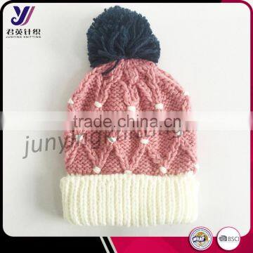 Jacquard Wool felt knitted hats beanie with pom pom Professional manufacturer(Can be customized)