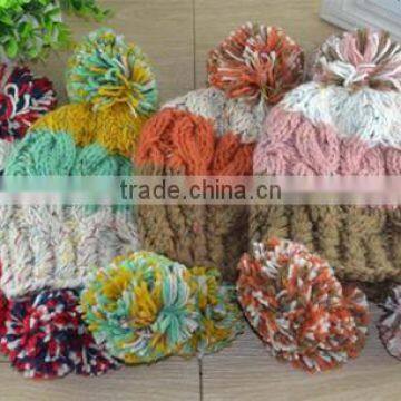 Cute Korea Woolen Top Dye Yarn Knitted Hat With Ball Top,many Colors for Choice photo-2