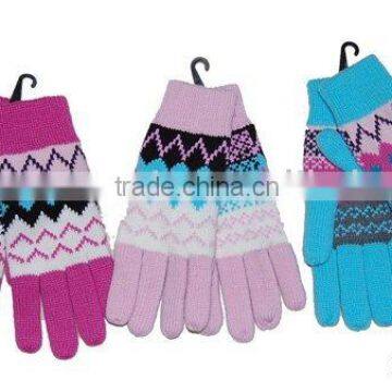 Stylish ladies knitted gloves, Acrylic winter warm gloves