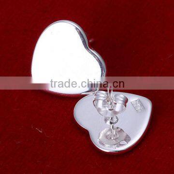 925 sterling silver 2014 fashion women jewelry heart stud earrings