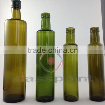 500ml 750ml 1000ml dark and light green round dorica olive oil packaging glass bottles