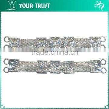 3MM 2MM Clear Cystal Rhinestone Chain Connector Rhodium Metal Belt Buckle