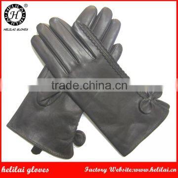 Helilai Customized Leather Gloves Side stitching Fashion Ladies Gloves with Fine Bow Leather Gloves