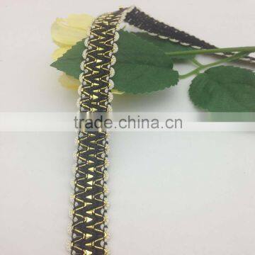 golden metallic thread tinsel black lace trim ribbon braid