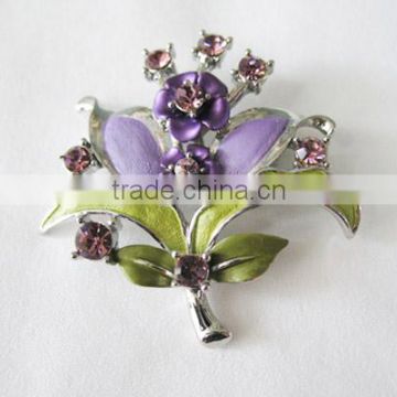 New Brooch Alloy Rhinestone Spray-paint Purple Flower