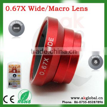 Universal Circle Clip 0.67X wide angel+ macro lens camera lens