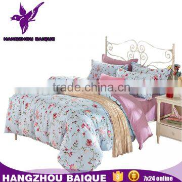 Queen King Size Flower Print China Factory Bedding Set for Bed