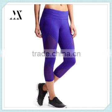 Gym Clothing Custom Womens Mesh Insert Training Capri Leggings High Compression 3/4 Tights for Women