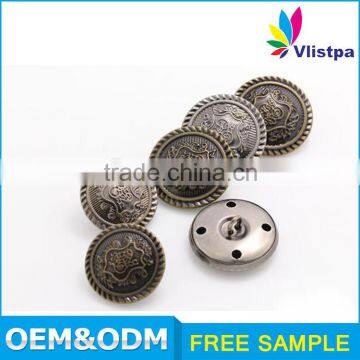 Good quality metal jeans button logo embossed brass military button