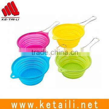 Wholesale kitchen food grade silicone multicolor colander