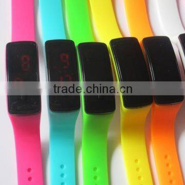 2015New fashion Hotsale Red Light Multicolor Wristband Hand Touch LED Watch