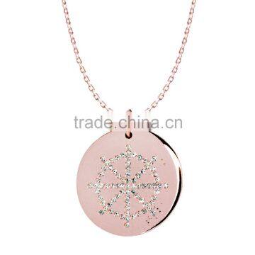 Silver/Brass with 14k Plated Rose Gold Genuine Crystal Customize Design Religions Symbol 'Buddhism' Pendants Jewelry