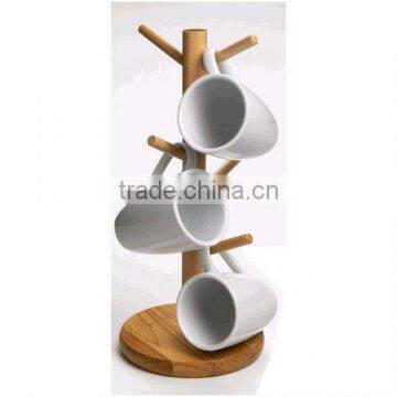 wooden cup rack with branch holder