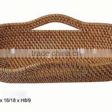 Bread rattan tray with handle Vietnam handicraft product