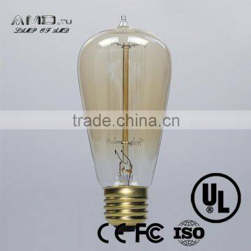 st58 brown glass 60w high bright incandesent filament bulb ul ce edison bulb