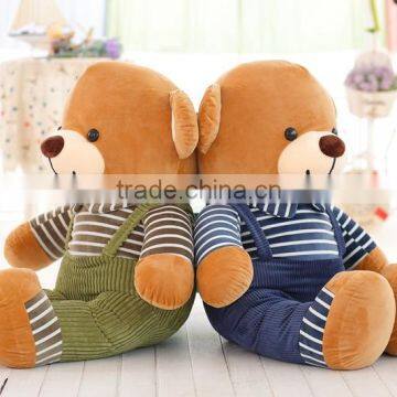 Brown teddy bear with overalls wholesale stuffed plush dressed teddy bear,Plush Teddy Bear With Overalls