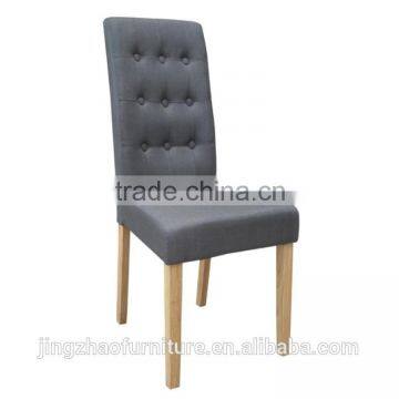 Grey Fabric Dining Chairs with Buttoned Back