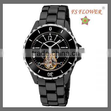 Women's Black Ceramic Watch Bands Chinese Automatic Mechanical Watch