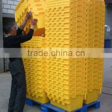 Attached lid container for material handling