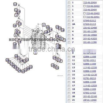 PC400-7 excavator parts hydraulic main control valve 723-47-27501