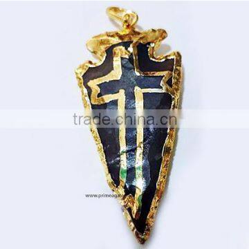 Wholesale Handmade Arrowheads : Electroplated 3INCH Cross Arrowhead Pendants For Sale