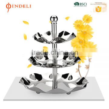 3 Tier Fruits Cakes Desserts Plate Stand Stainless Steel Plates