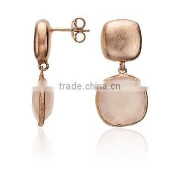 rose chalcedony silver earings