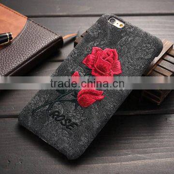 New Arrival Fashion Embroidery Rose Hard Cover Case for IPhone6 6s 6Plus 6sPlus Samsung Galass S6Edge Plus Cover