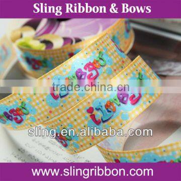 38mm Heat Transfer Printed Cartoon Alphabet/letter/Character Grosgrain Ribbon