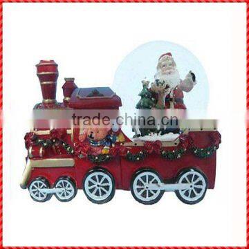 Top quality happy santa train resin Christmas Snow Ball Ornaments