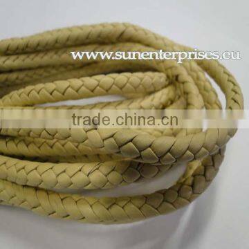 Braided Leather cords -6mm- natural LATTE